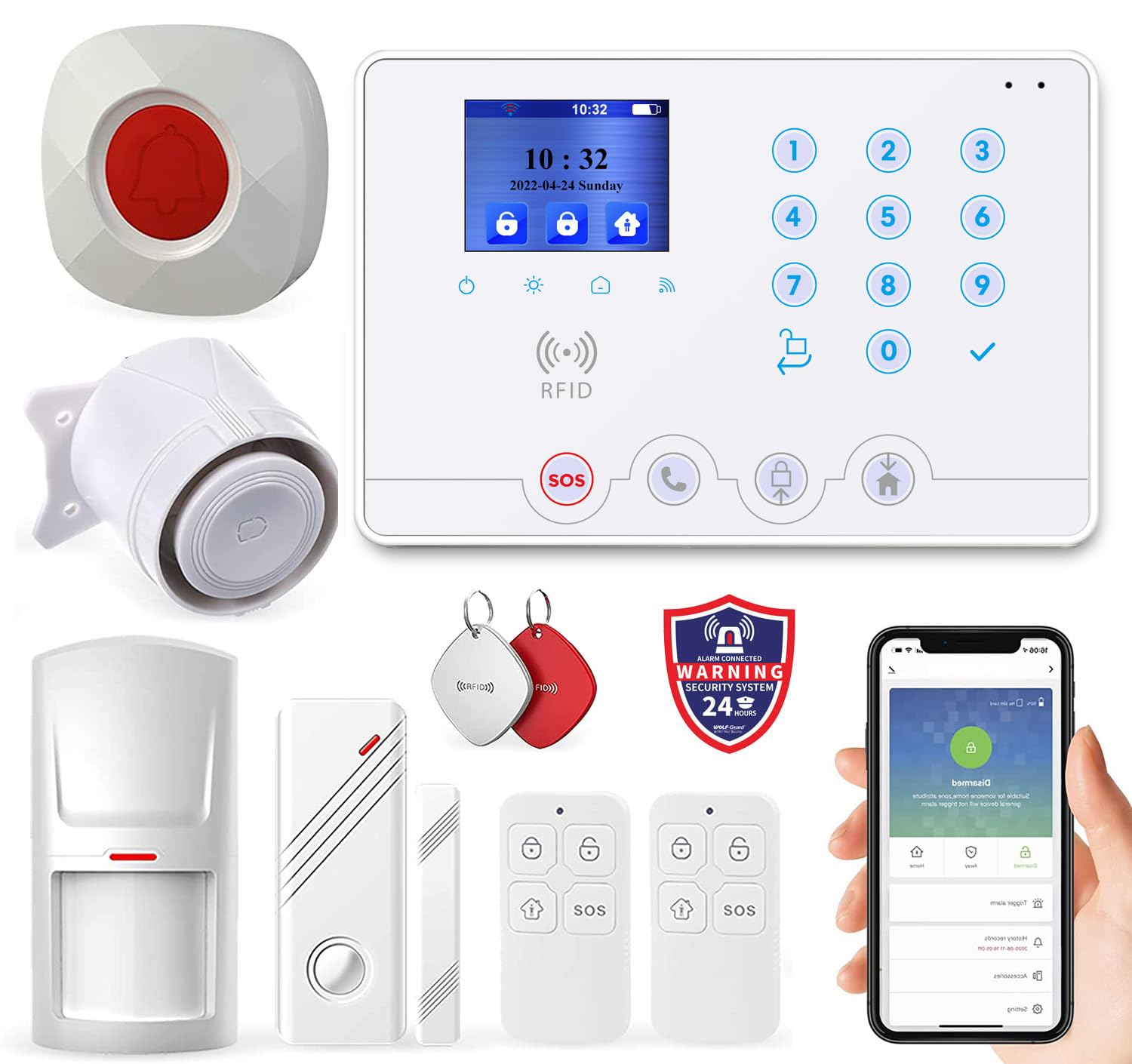 Wolf Guard W4Q WiFi 4G kit sistema di allarme di sicurezza domestica senza fili con campanello (W4Q-ML)