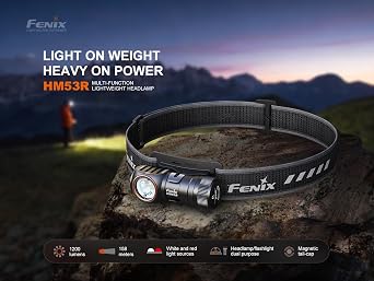 Fenix HM53R Rechargeable Headlamp, 1200 Lumen LED Headlamp with Red Light, Magnetic Tailcap, Detachable Flashlight, USB-C Rechargeable, Lightweight Outdoor Work and Lumentac Organizer
