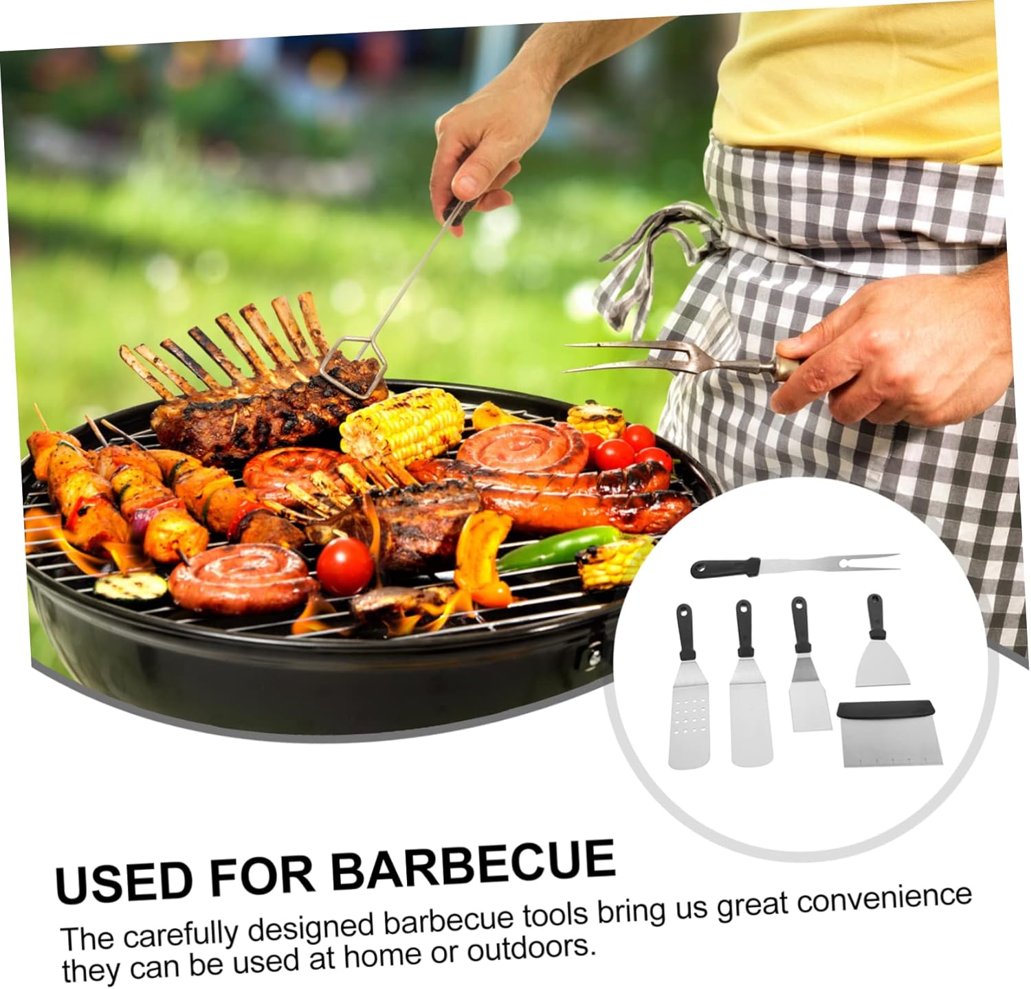 SECFOU 1set Stainless Steel BBQ Utensils Professional Barbecue Accessories for Outdoor Cooking Complete Tool for Foodies and Campers