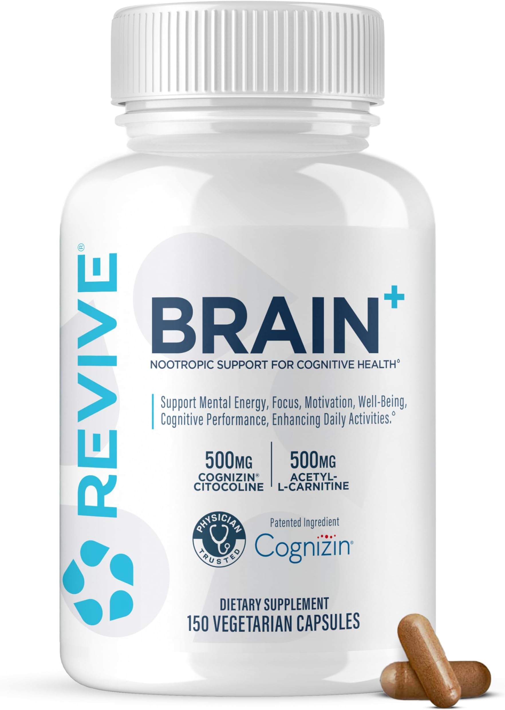 MD Brain Supplement for Memory & Focus – Stimulant-Free Nootropic Formula for Cognitive Health with Niacin, Vitamins B6 & B12, Acetyl-L-Carnitine HCL & Alpha-GPC – 150 Capsules (30 Servings)