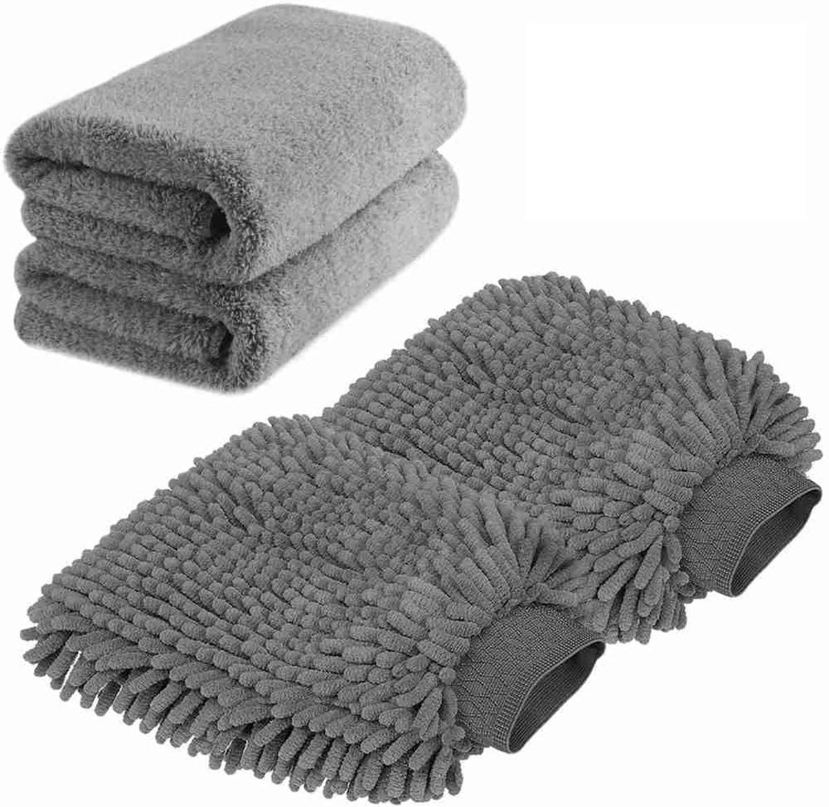 GlitzCar Wash Mitt, Scratch-Free Chenille Microfiber Double Sided Washing Mitts, Dual Sided Cleaning Gloves for Dirt & Bugs, Sponge Cloths for Cars, Home, Furniture, Trucks, Boats (2Pack)
