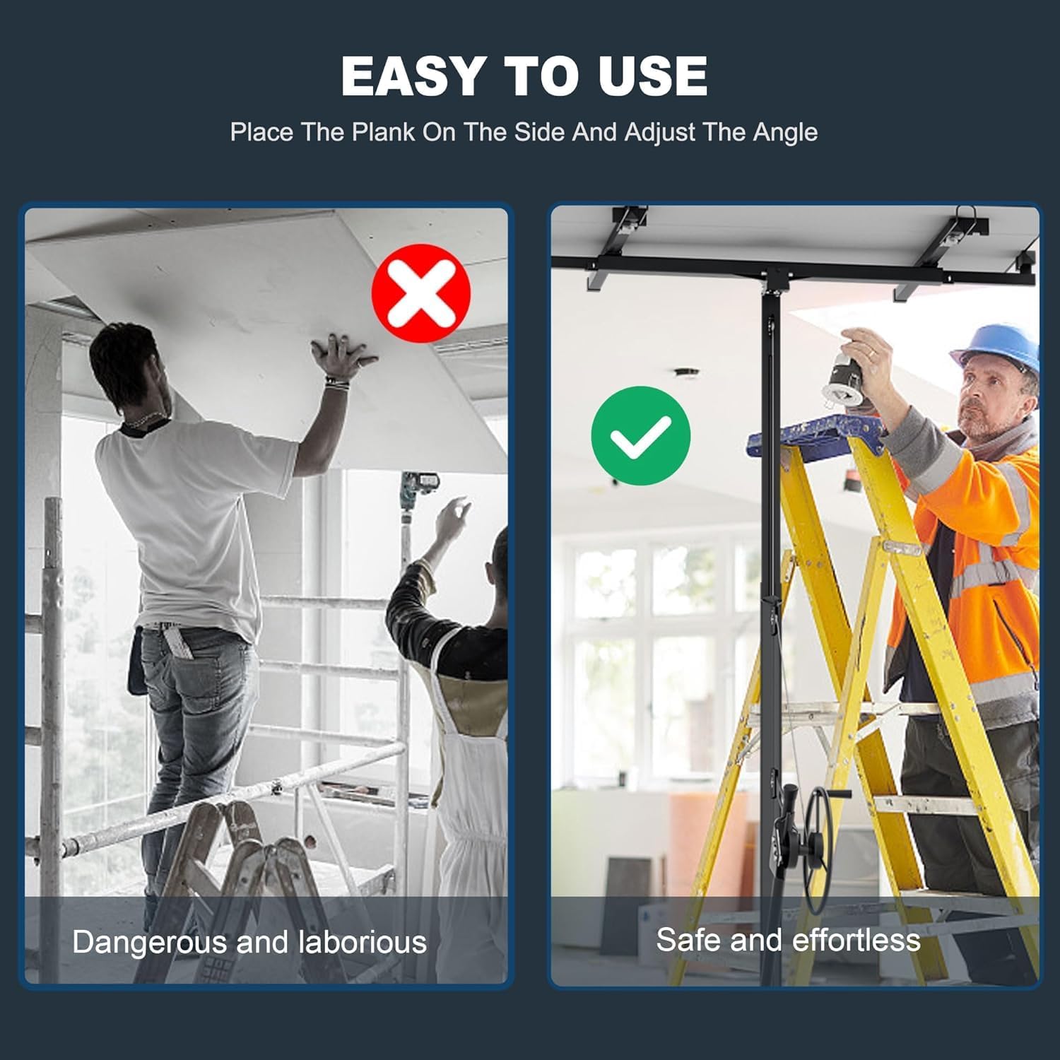 Drywall Lift 11FT, Heavy-Duty 150 lbs Drywall Jack Lift Sheetrock Lift with 360° Adjustable Telescopic Arm & 3 Lockable Wheels, Foldable Drywall Panel Hoist for Ceiling & Wall Installation(Black)