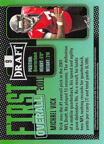 Miniatura 2 de MICHAEL VICK 2023 Leaf Draft #9 NM+-MT+ NFL Football Falcons #1 Pick