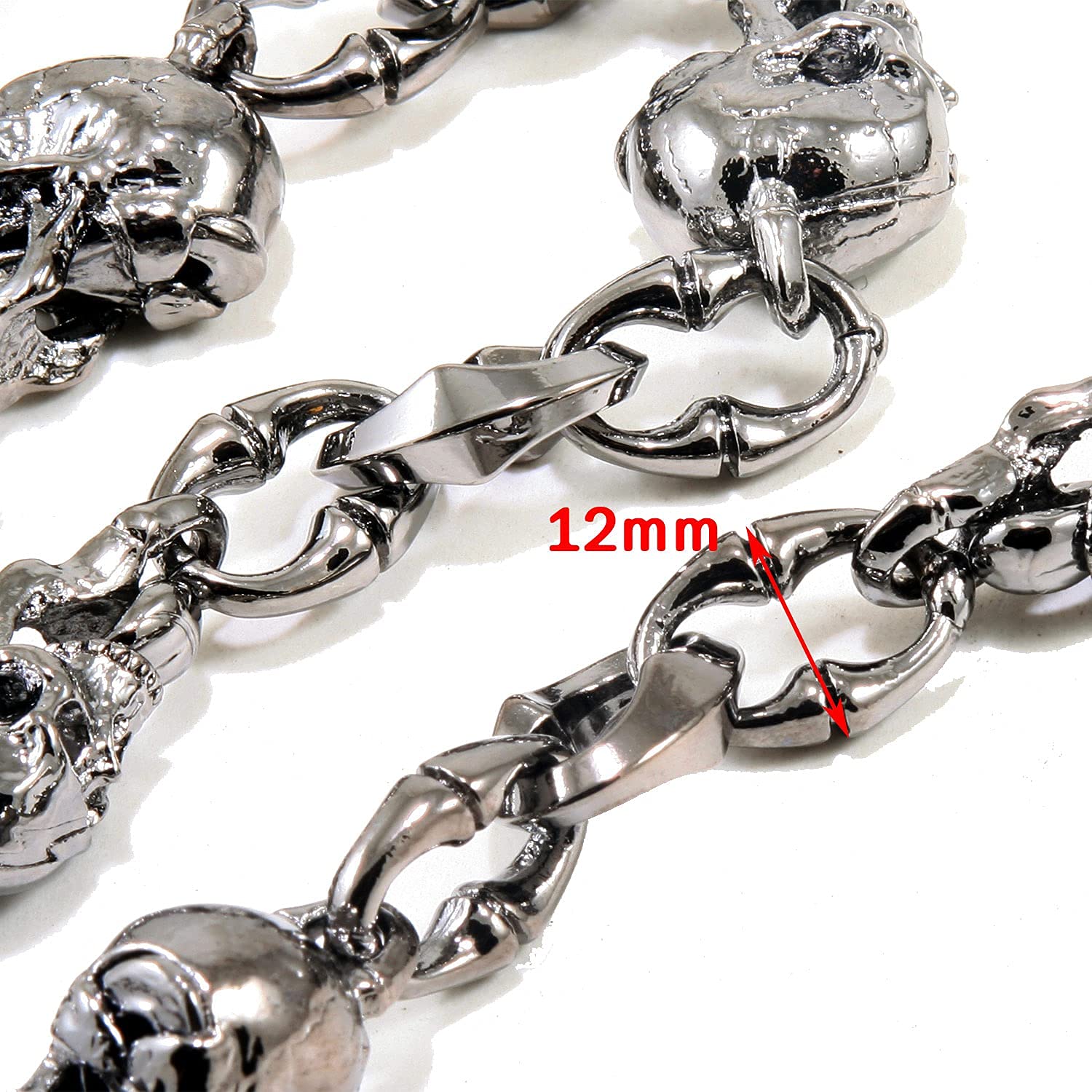 Double K NCS74MLT Schlüsselanhänger mit Totenkopf-Motiv, für Trucker, Biker, 55,9 cm / 68,6 cm, Silber/Schwarz