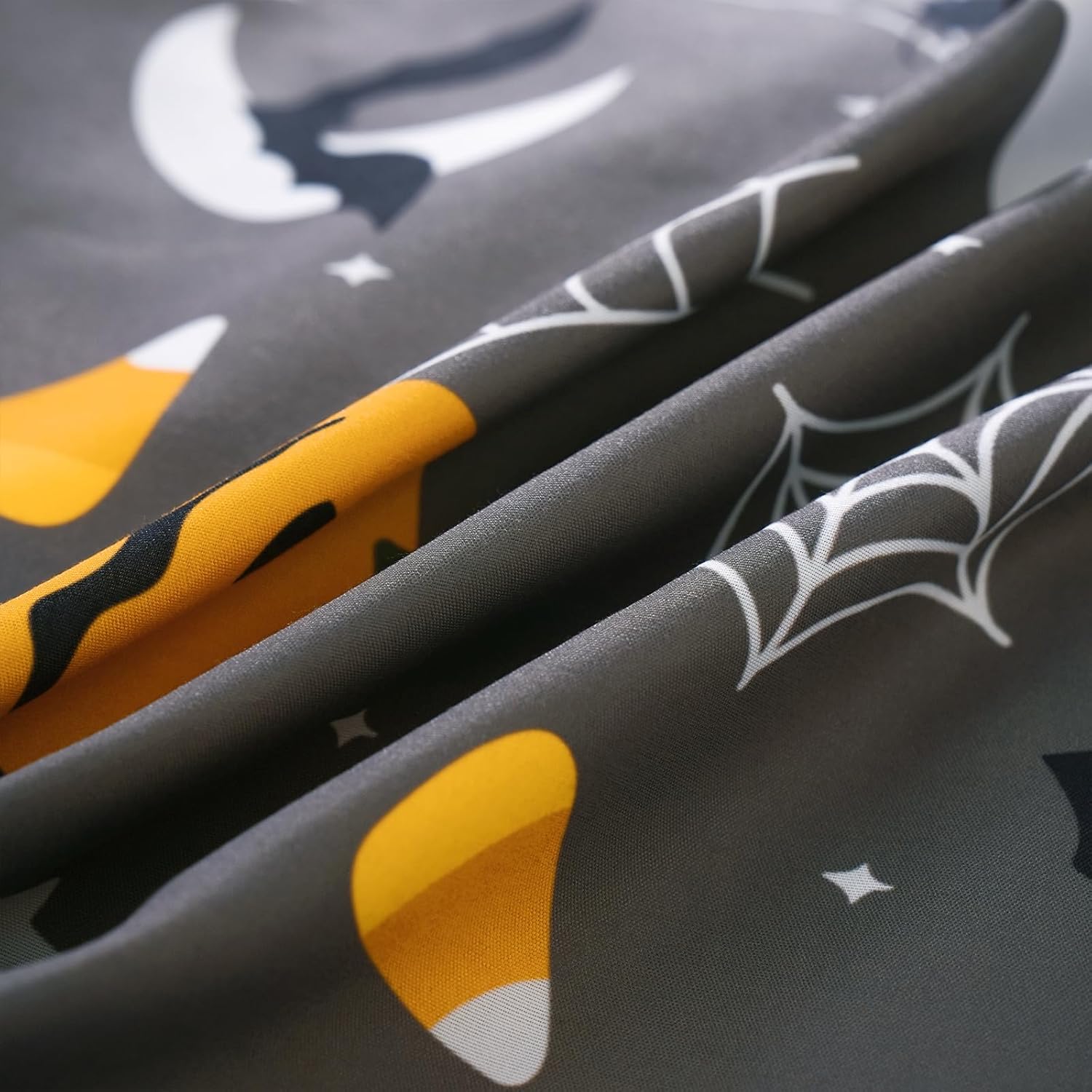 WONGS BEDDING Halloween Duvet Cover King Size, 3 Pieces Bat Pumpkin Duvet Covers Set, Soft Gray Comforter Cover Fall Bedding Set for Thanksgiving Decor, 104" x 90"(Not Comforter)