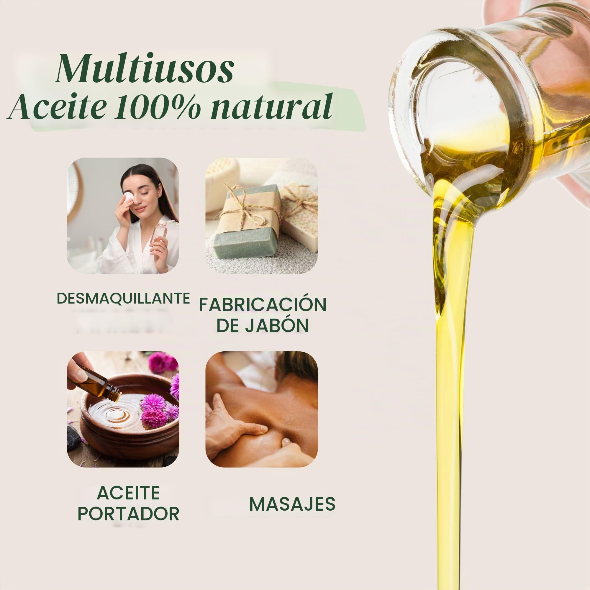 Aceite de Soja BIO Aceite Hidratante Corporal Masaje Profesional, Aceite Anticelulitico, Reafirmante Antiedad Facial Vitamina E, Desmaquillante, Bronceador - 5000 ml