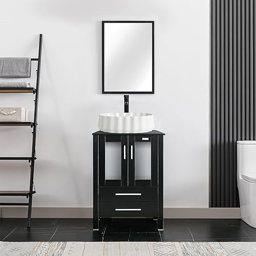 Miniatura 90 de eclife - Lavabo de baño de 24.0 pulgadas con encimera, gabineta de estilo contemporáneo Turquesa Cuadro
