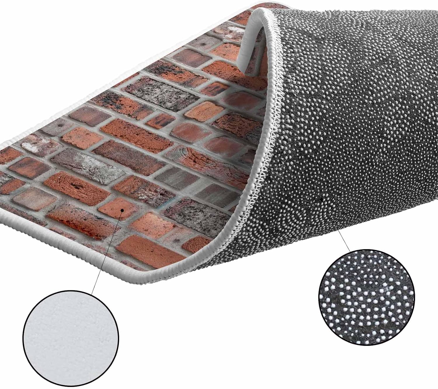 Red Brick Wall Kitchen Rugs and Mats Set of 2, Non-Slip Kitchen Sink Mat, Vintage Farmhouse Stone Rocks Geometric Print Washable Doormat Bathroom Rugs Runner for Bedroom 19.7"x31.5"+19.7"x47.2"
