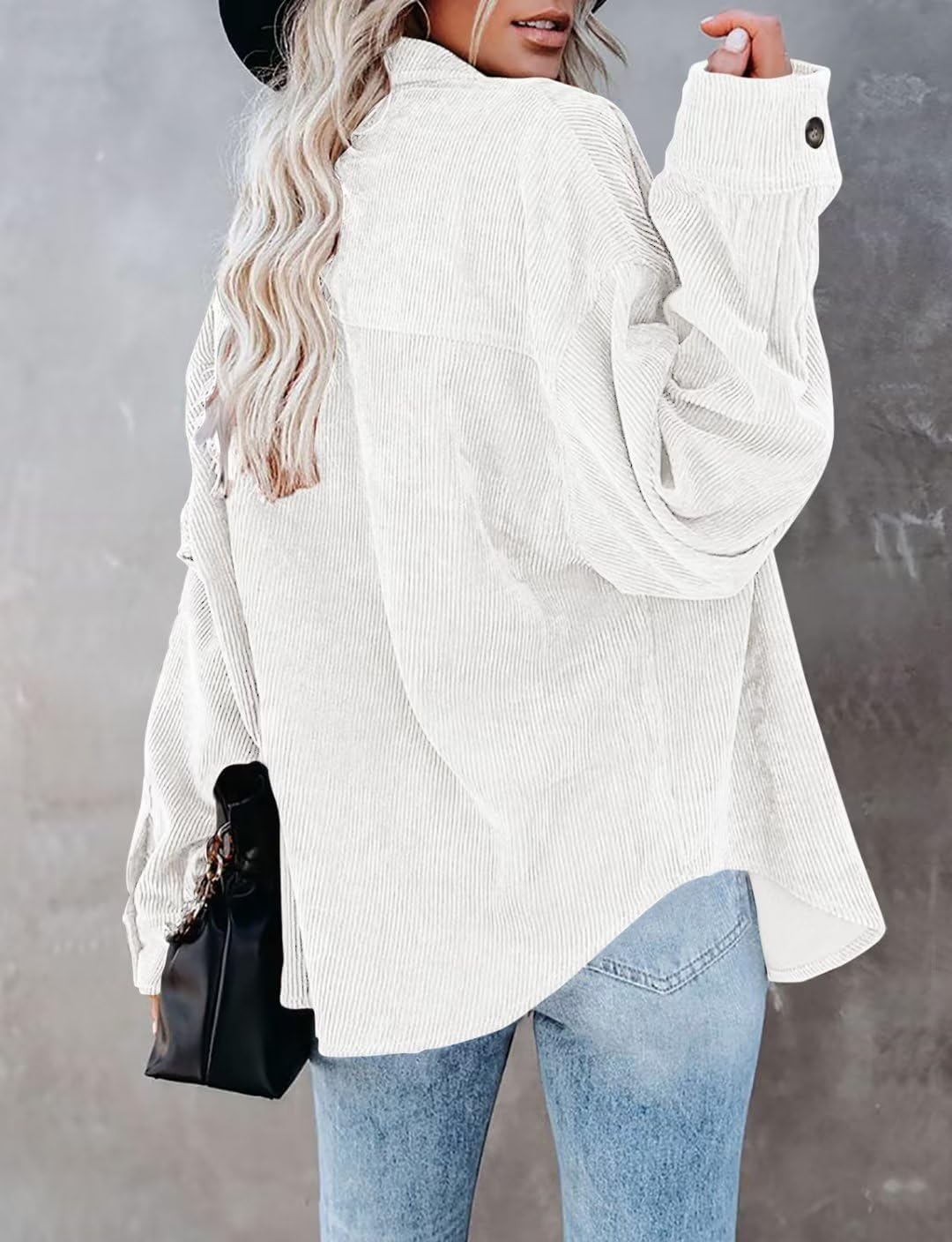 ZOLUCKY Womens Shackets Jacket Plus Size Long Sleeve Button Down Shirts Blouses Tops - Image 2