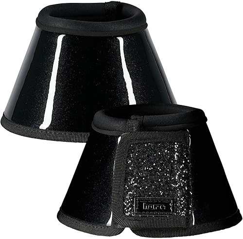 HORZE Botas de campana con purpurina, color negro, talla L