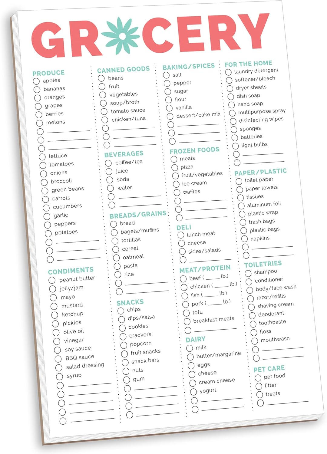 bloom daily planners Magnetic Grocery Shopping List To-Do Pad – Weekly Planning Food Organizer / Tear-Off Notepad Hanging Checklist for Fridge – 6” x 9”