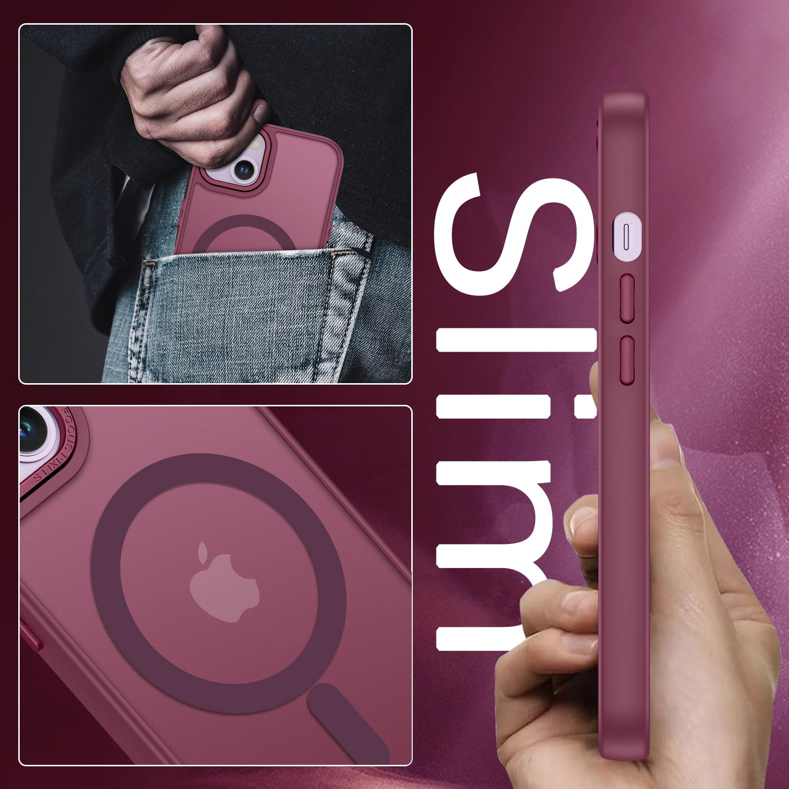 GaoBao Custodia Magnetica Per IPhone 13 E 14 (6,1 Pollici): Cover Sottile Rosa Vivo Con MagSafe, Antigraffio E Resistente Agli Urti