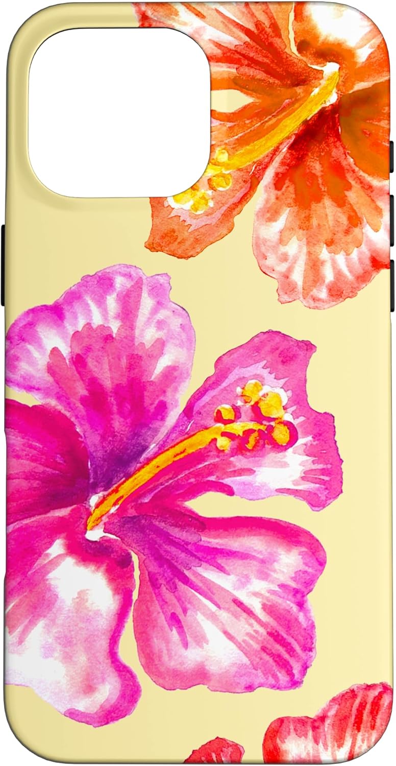 Hawaiian Hibiscus Watercolor Butter Yellow Tropical Hawaiian Case for iPhone 16 Pro Max