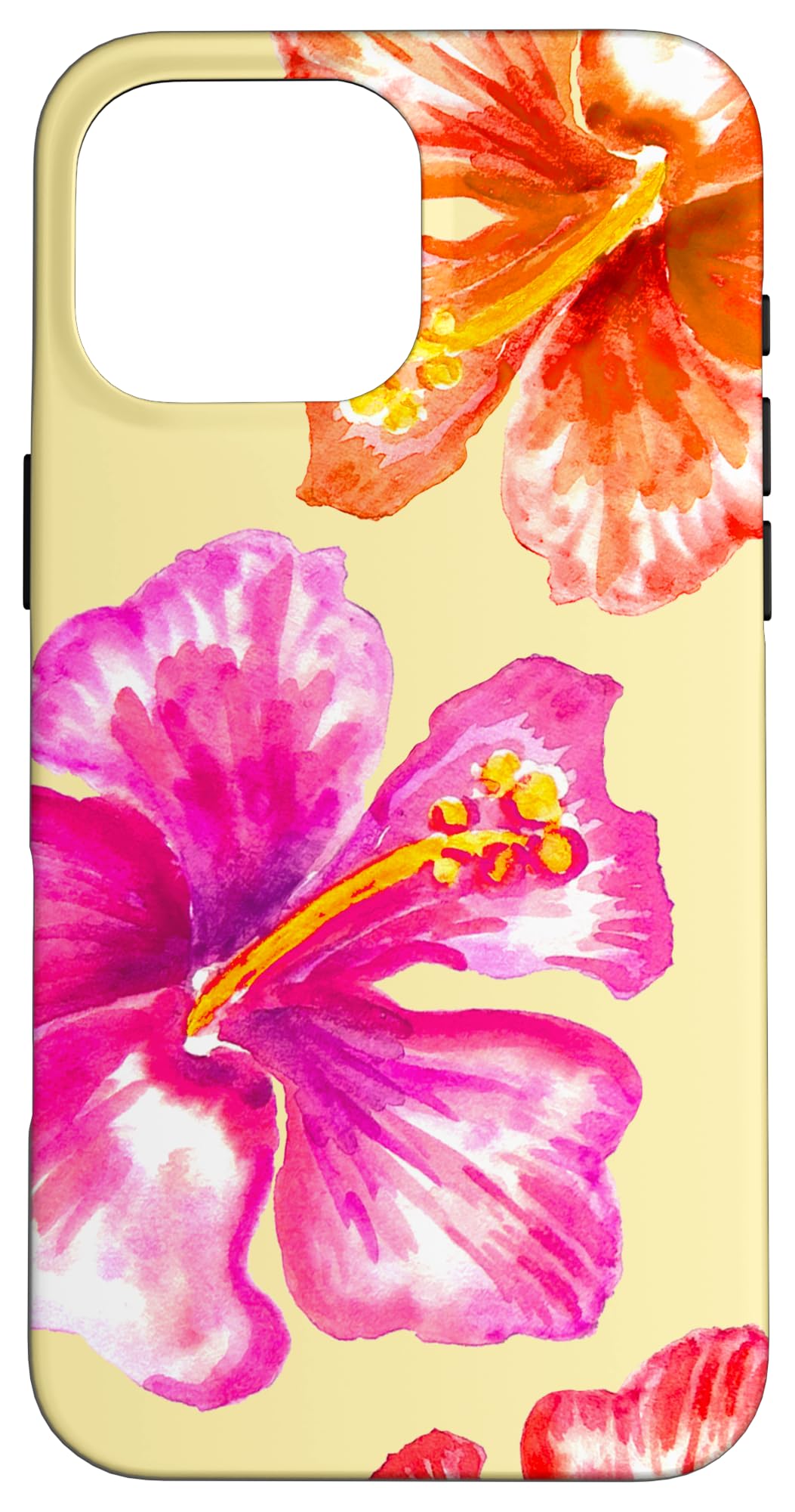 Hawaiian Hibiscus Watercolor Butter Yellow Tropical Hawaiian Case for iPhone 16 Pro Max