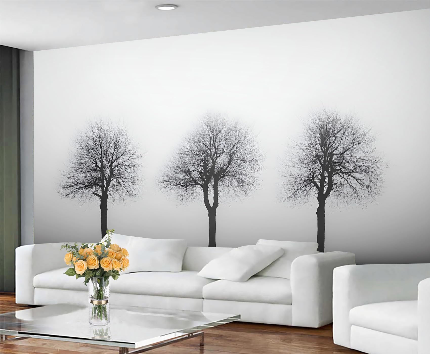 GIVLWF Wallpaper - Winter Tree Home Decor & Mural, Self Adhesive Wallpaper for Living Room, Dead Branches Wall Mural, Nordic Gray Bedroom Wall Paper, Peel and Stick — image 1