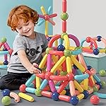 BAKAM Magnetic Building Blocks for Kids Ages 4-8, STEM Construction Toys for Boys and Girls, Large Size Magnetic Sticks and Balls Game Set for Kids Early Educational Learning (64PCS)
