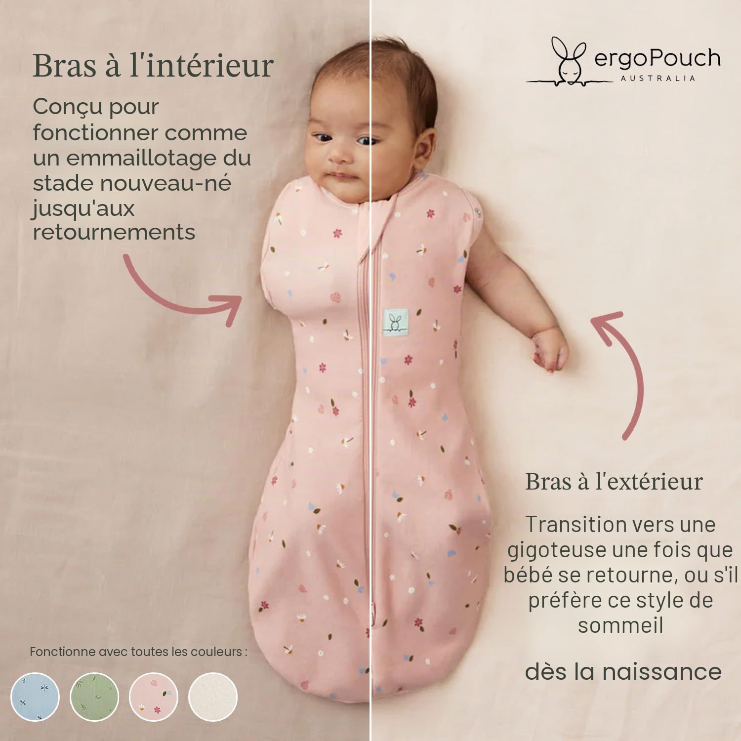 ergoPouch Gigoteuse bébé 0,2 Tog, 0-3 mois, contrôle de la température, couverture portable (libellule)