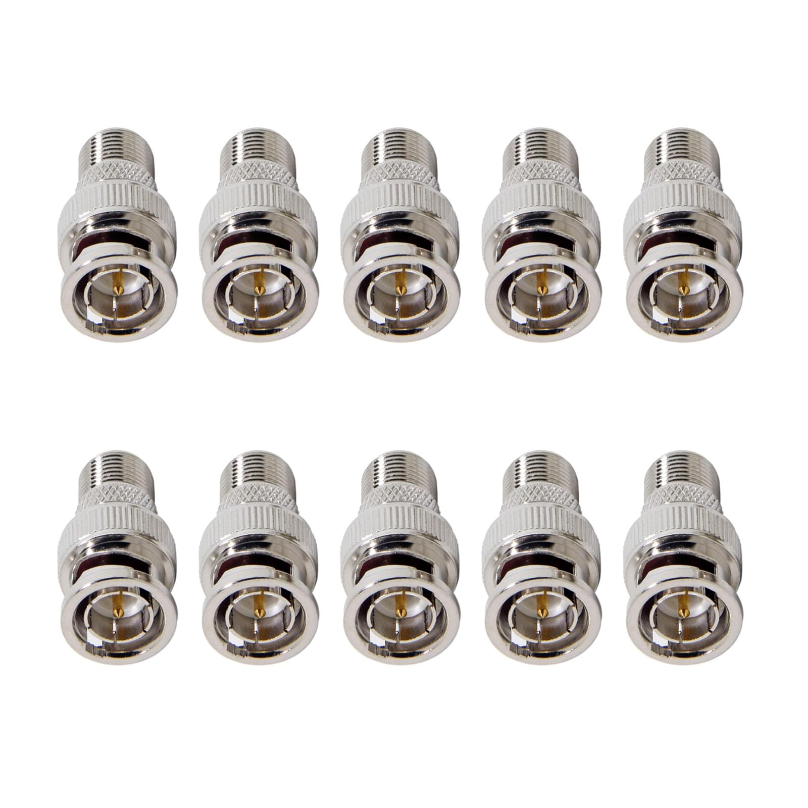 hrsyyl 10pcs BNC Male Plug to F Female Jack Adapter BNC Male Connector for CCTV Scanner Camera