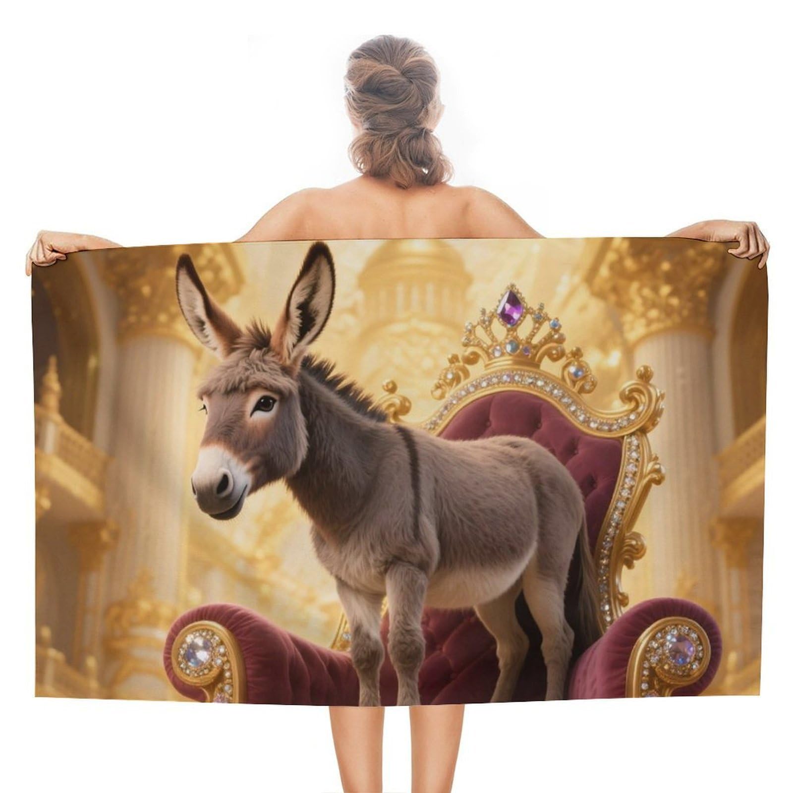 asbwuo Donkey on Gem Throne Beach Towels Extra Large Quick Dry Absorbent