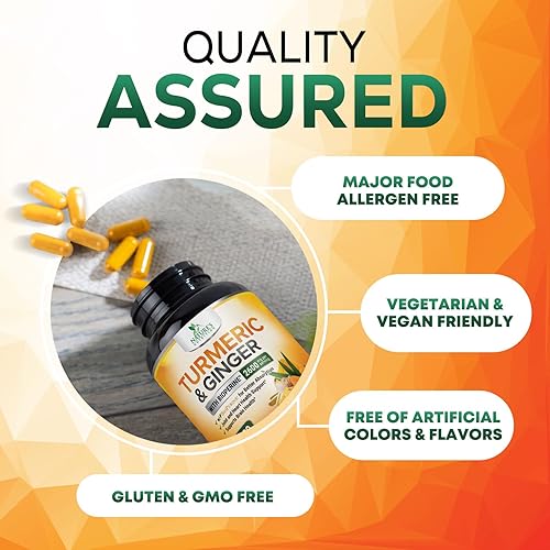 Vista 8 de Suplemento de curcumina de cúrcuma de 2600 mg - con jengibre orgánico y cúrcuma, extracto de pimienta negra BioPerine 95% curcuminoides - Apoyo