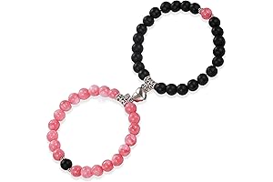 Pink and Black Couples Bracelets for Him and Her