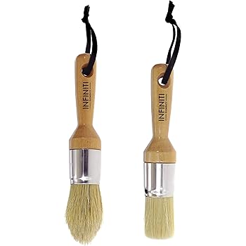 Professional Chalk And Wax Paint Brush 2pc Small Set Large Diy Painting And Waxing Tool Smooth Natural Bristles Folk Art Home Decor Wood Projects Furniture Stencils Reusable Amazon Com
