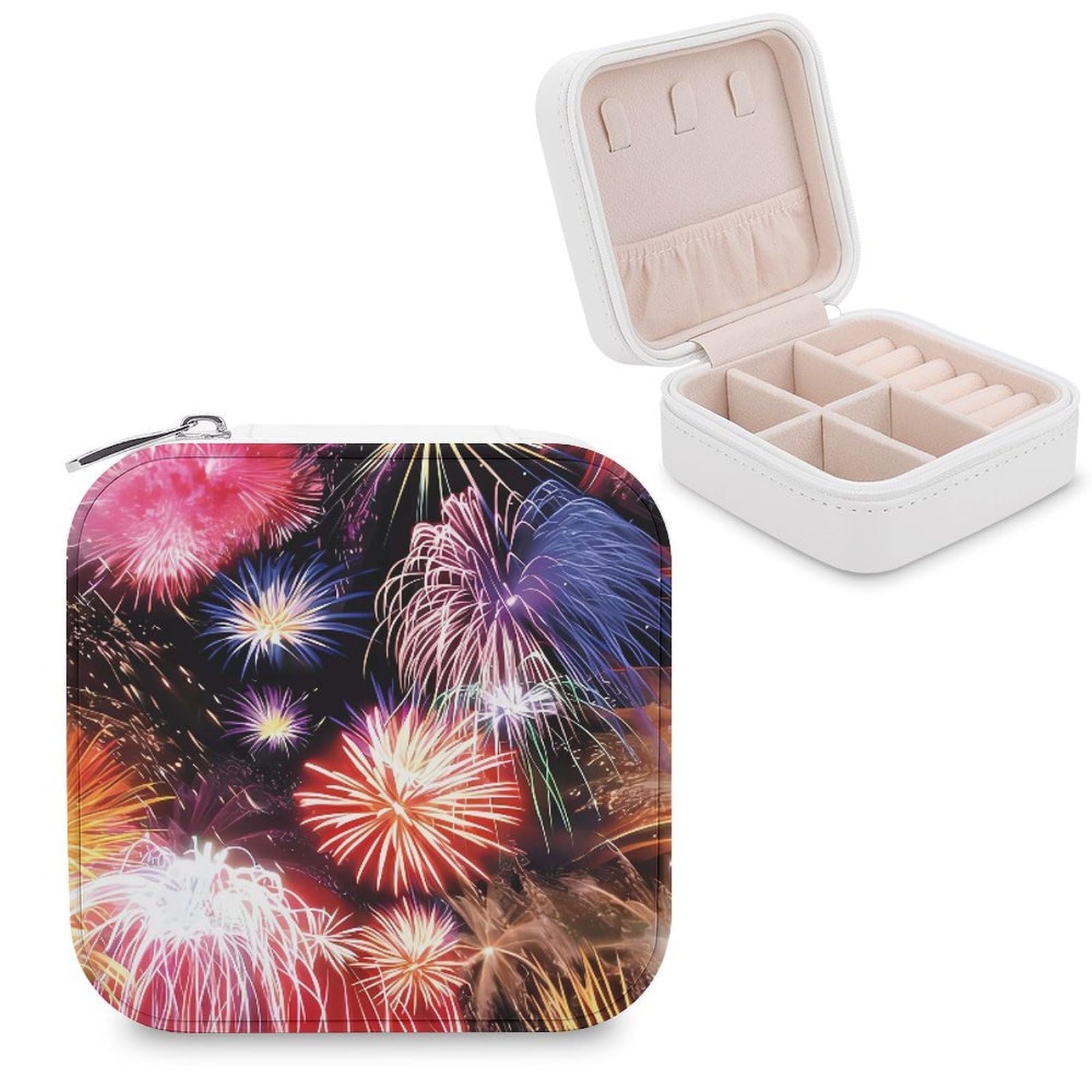 Boîte à bijoux de voyage Fireworks en cuir pour vos déplacements et vacances