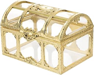 Treasure Chest Pirate Keepsake Jewelry Box Small Transparent Vintage Decorative Metal Box for Birthday Pirate Party Favors