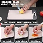 MayStar Cutting Board,Double Sided Cutting Boards for Kitchen, Stainless Steel Chopping Board and Wheat Straw,15.8"*10.6", Large