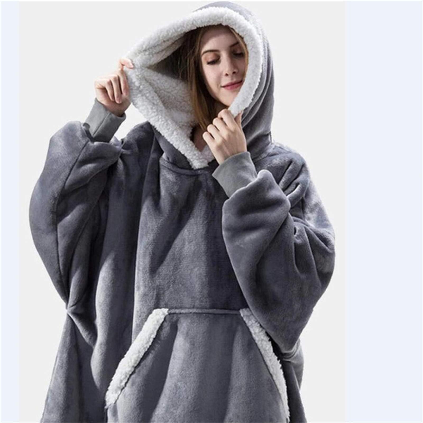 Unisex Hoodie Blanket Sweatshirt,Sherpa Giant Pullover with Large Front Pocket,Ultra Soft Sherpa Fleece Warm,Oversized Wearable Blanket Hoodie,TV-Blanket For
