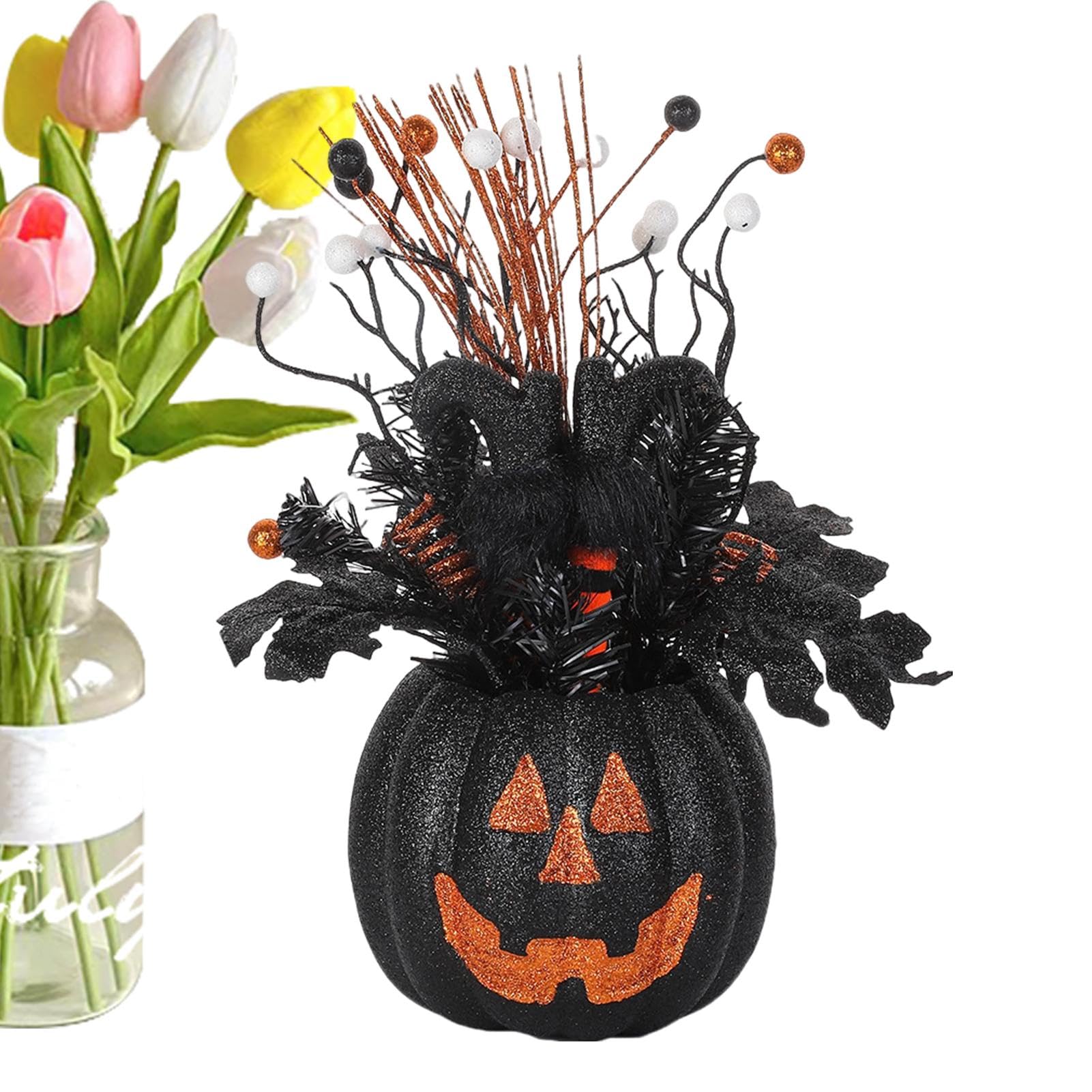 Décoration de fêtes d'Halloween citrouille noire pour habiller un buffet vide