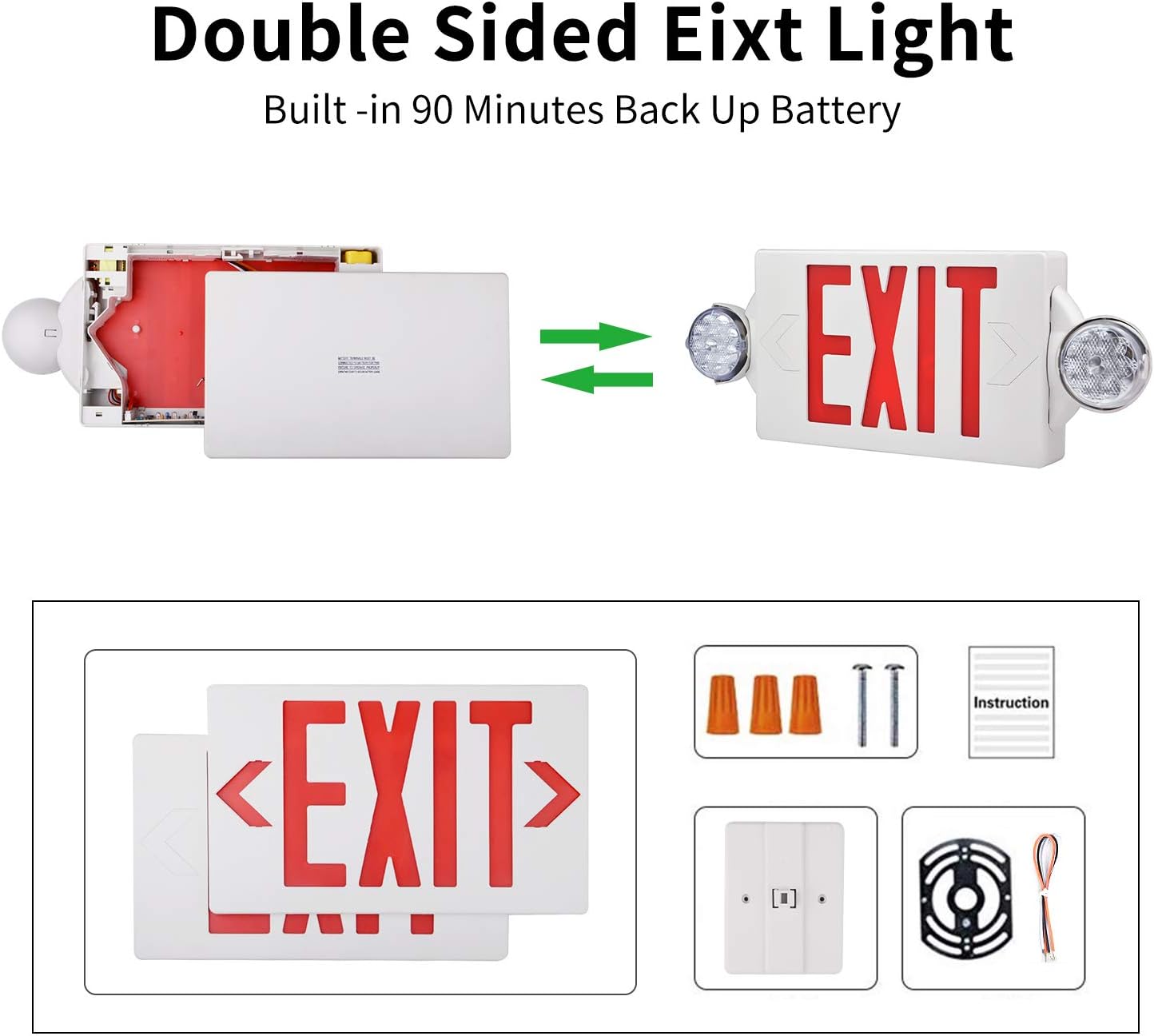 Blасk Frіdау - 70% оƒƒ YANREN emergency light exit sign emergency light, two LED floodlights adjustable, spare battery, exit lighting, suitable for school, restaurant, family emergency, commercial use (red, 6 pieces)