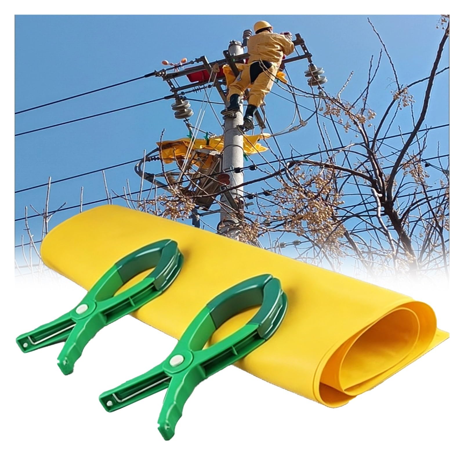 ZJKXJH High-voltage insulation blanket Electrical EVA Insulating Blankets for Line Maintenance, High Voltage Blanket with Clips, Portable Yellow Flexible Insulating Blanket Kit(0.4KV-40x50cm)