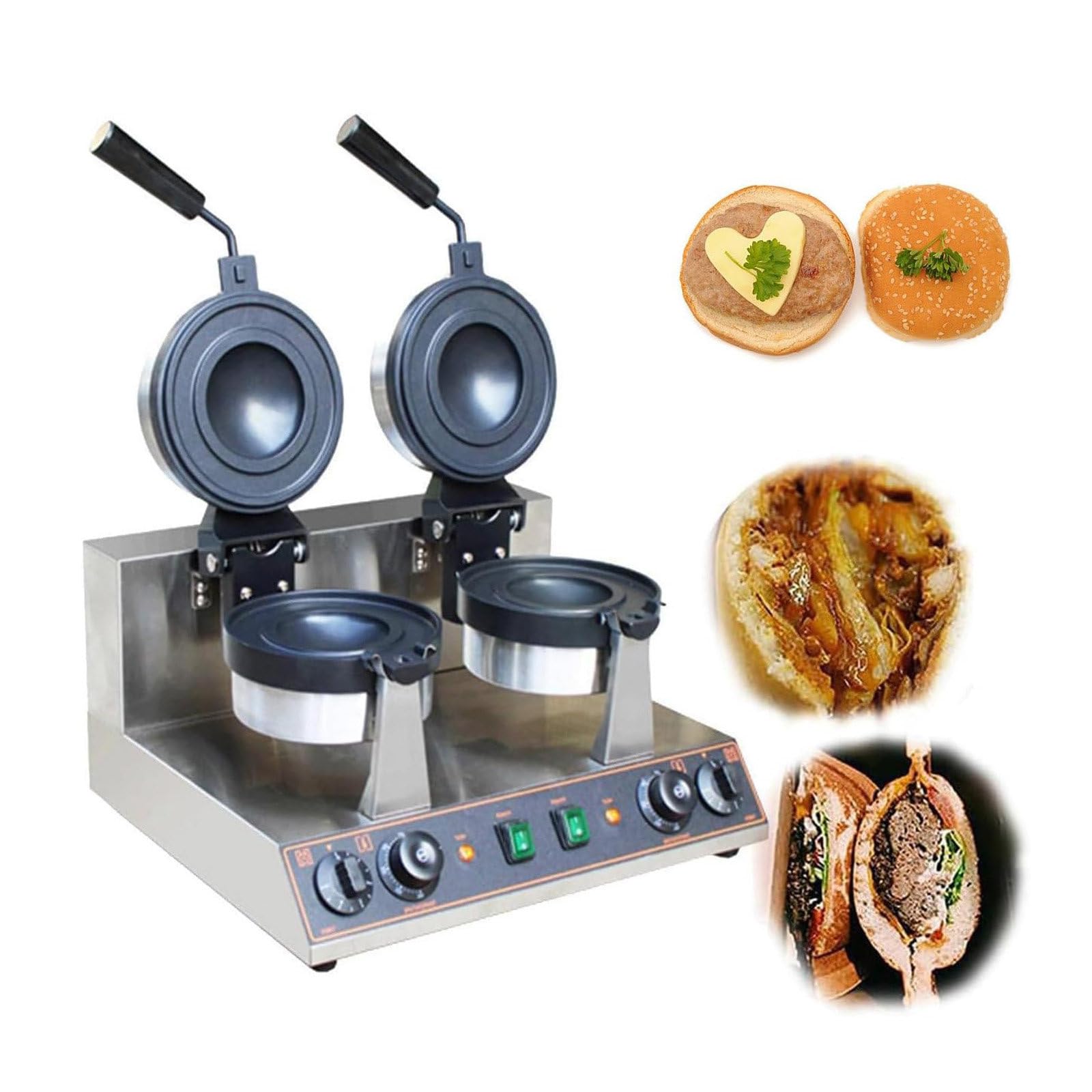 Macchina per hamburger, pressa commerciale per hamburger per gelato, macchina elettrica per hamburger e waffle, antiaderente, B,B