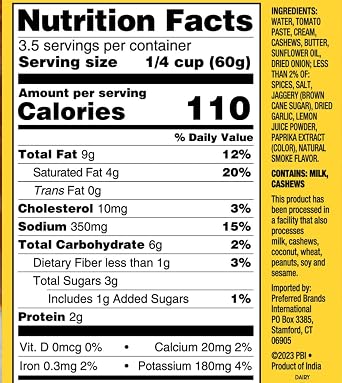 Tasty Bite Punjabi Style Butter Chicken Simmer Sauce, 7-Ounce 5-Pack, 3-4 Servings, Vegetarian, Tomatoes & Cashews in Butter
