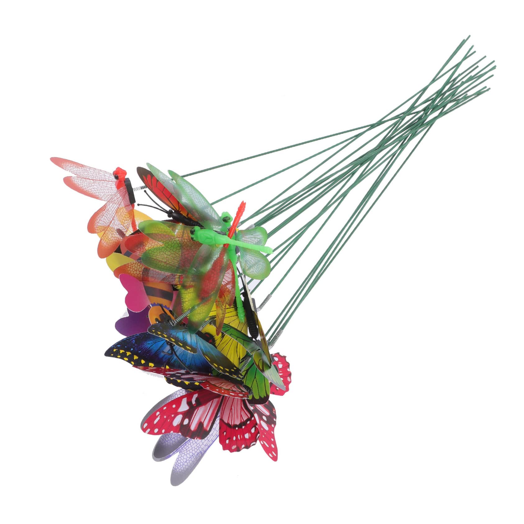 20 Paletti Da Giardino Fai-Da-Te A Forma Di Libellula, Decori 3D Con Molla, Colori Assortiti, Per Vasi E Aiuole - 2