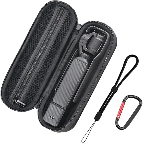 Carrying Case for DJI OSMO Pocket 3, Portable Nylon Storage Small Protector Hard Bag for Xtra Muse, Pocket 3 Protective With Carabiner & Wrist Strap Accessories(Black)