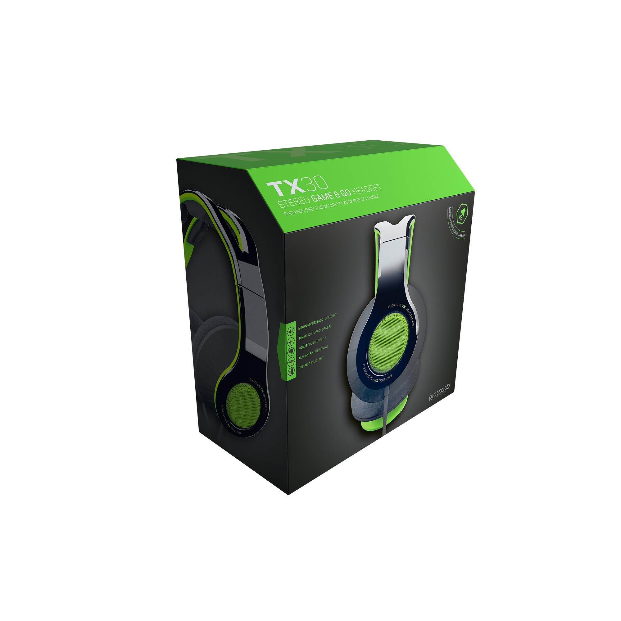 Gioteck - Tx30 - Cascos Gaming, Cable Audio Jack 3,5 Mm, Control de Sonido, Driver 40 Mm, Cascos con Microfono para Ps4, Xbox One, Nintendo Switch y PC (Verde y Negro) (Ps4)