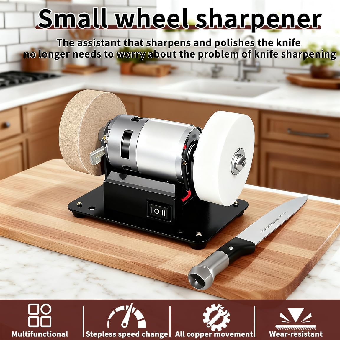 Mini electric drum sanding machine, stepless speed regulation - compact knife grinding and polishing machine, suitable for knife making, woodworking and metal processing, DIY handicrafts