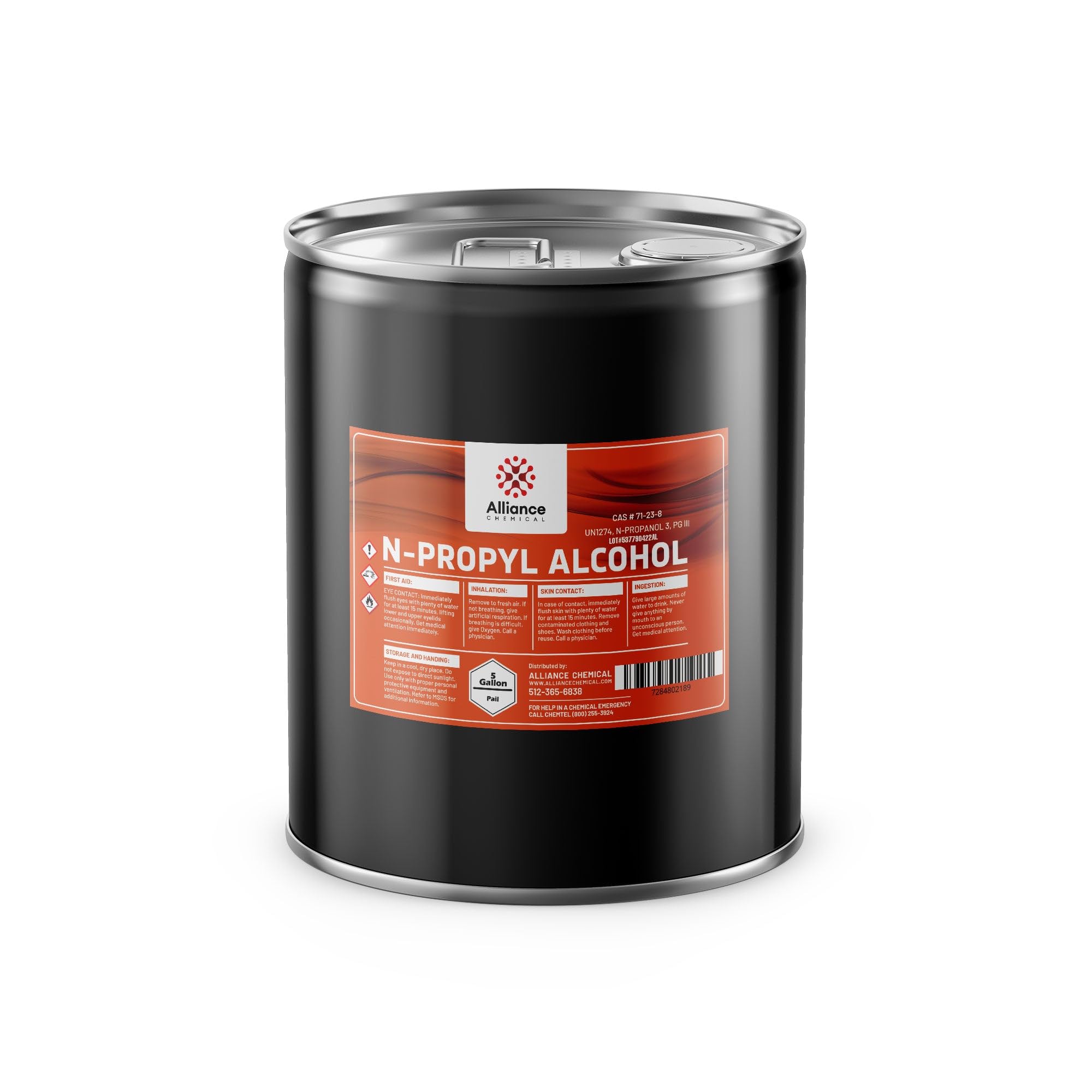 n-Propyl Alcohol - 4 x 5 Gallon Pails – for Industrial Cleaning, Solvent in coatings, Chemical Synthesis, Ink Formulation, and Adhesive Formulation