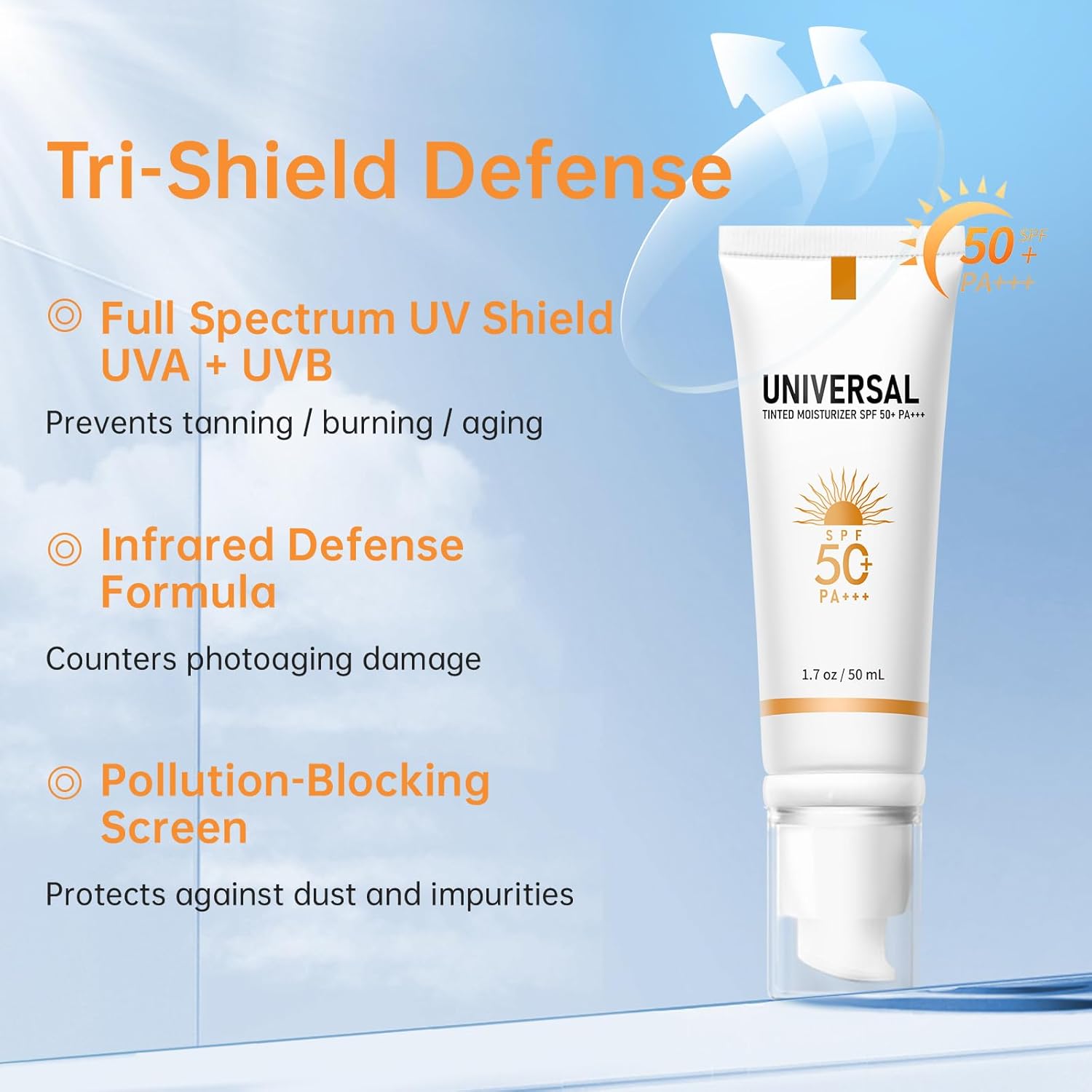 Tinted Sunscreen for Face SPF 50, Tinted Moisturizer with SPF, Sweat Resistant Oil Free with No White Cast, Broad Spectrum UVA/UVB, 1.7oz - Image 2