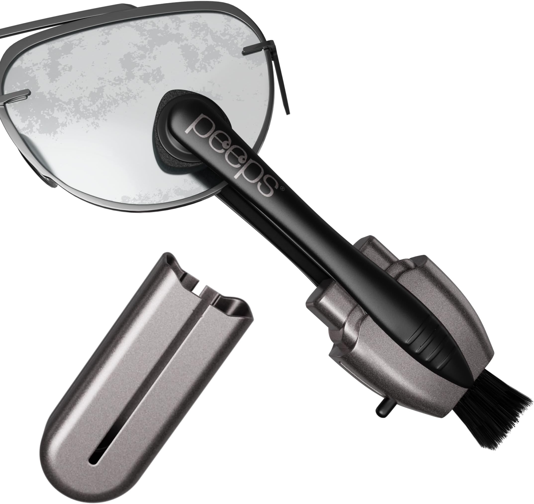 Peeps Glasses Cleaner - for Eyeglasses, Reading Glasses, and More - Lens Cleaner with Carbon Microfiber Tech-Electroplated Silver-1 Count (Pack of 1)