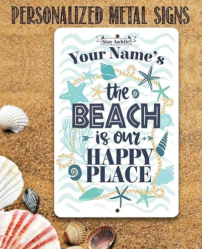 Miniatura 7 de Personalized - The Beach is Our Happy Place - Custom Beach House Decor, Sea Shells Front Beach Display, Surf Camp Wall Accessories and Gift Idea,