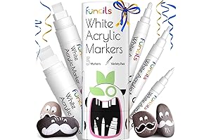 5 Acrylic White Paint Pens for Fabric, Rock Painting, More