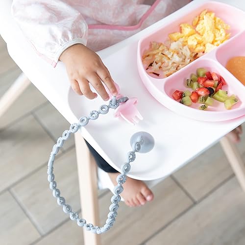 Miniatura 3 de Bumkins Suministros de alimentación con clip para chupete para bebé niña o niño, correas de juguete para sorber, mordedor, correa de silicona