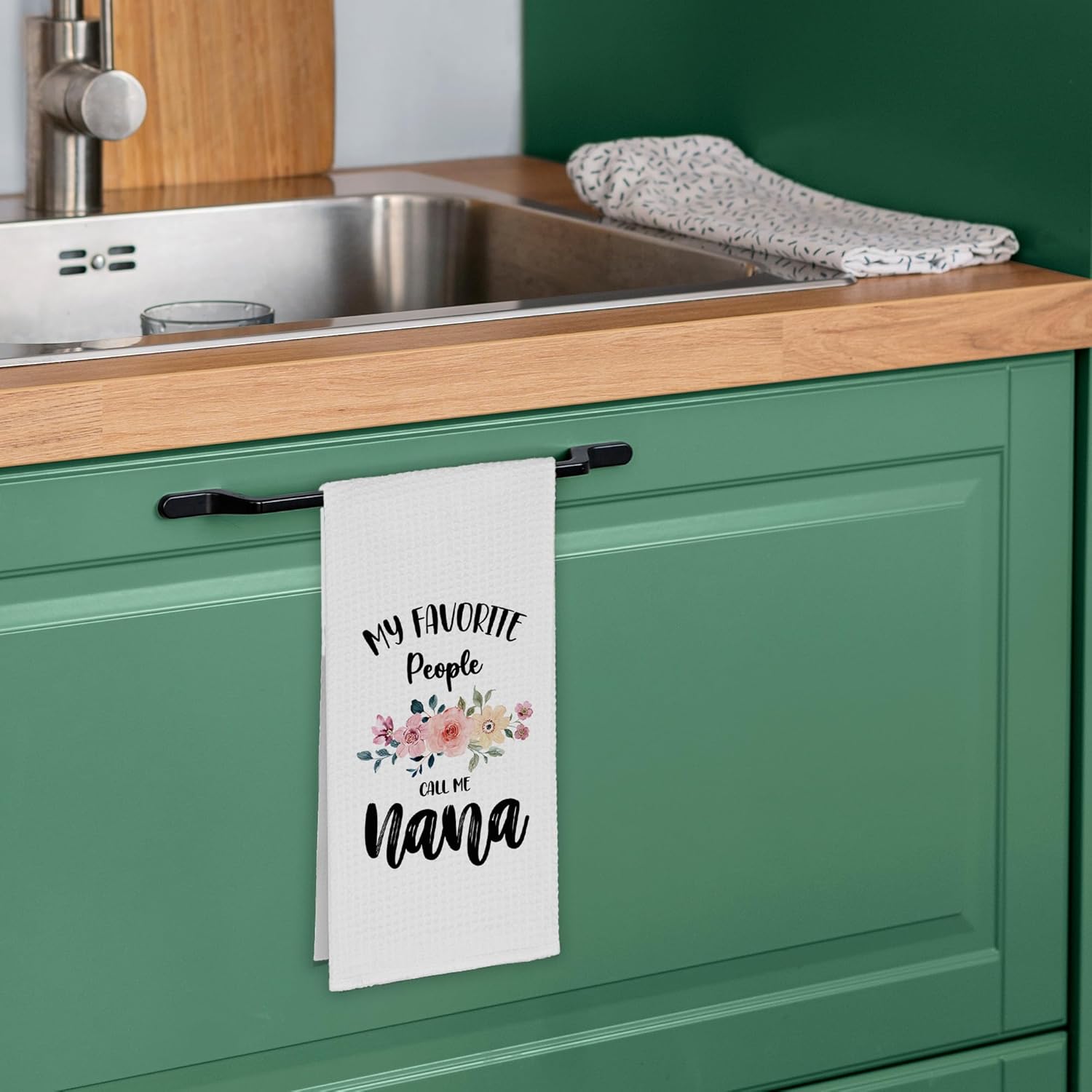 Nana Grandma Kitchen Towels, My Favorite People Call Me Nana Gifts for Grandma Birthday Christmas Mother's Day, Floral Hand Towels Decor for Bathroom, Rustic Dish Tea Bar Towel Home 16x24in - Image 5