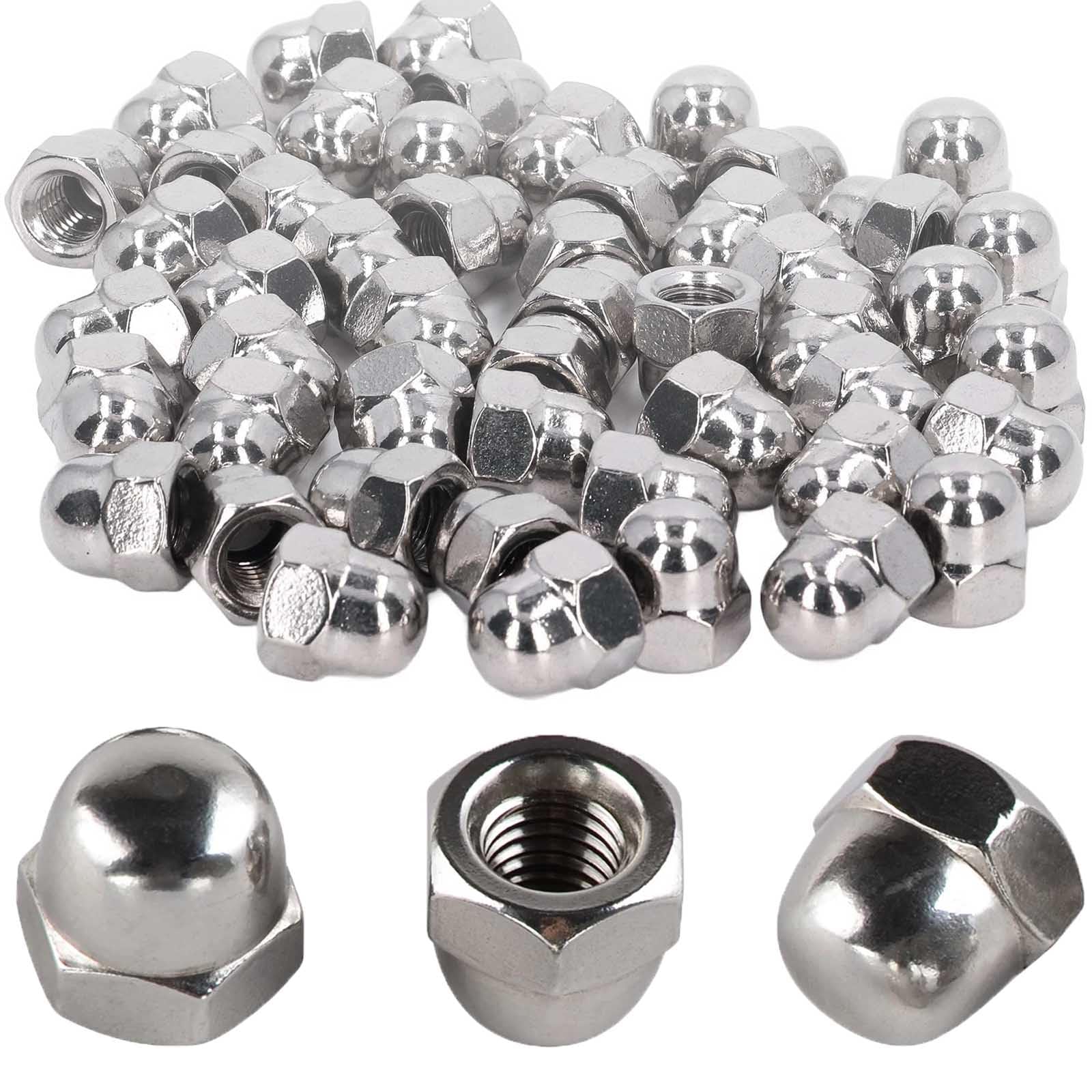 Bikasun 50 pezzi M8 Dado cieco a calotta in Acciaio Inox Dado Coprente Forma Alta Dadi Coprenti A2 V2A Dadi Coprenti Esagonali per Bulloni Barra Filettat conforme alla norma DIN 1587