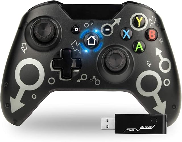 TechKen Wireless Controller for Xbox One, 2.4GHZ Game Controller Gamepad Compatible with Xbox One S/X PC (Black)