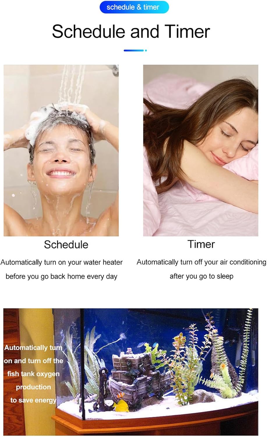 Examples of schedule and timer functions for home appliances