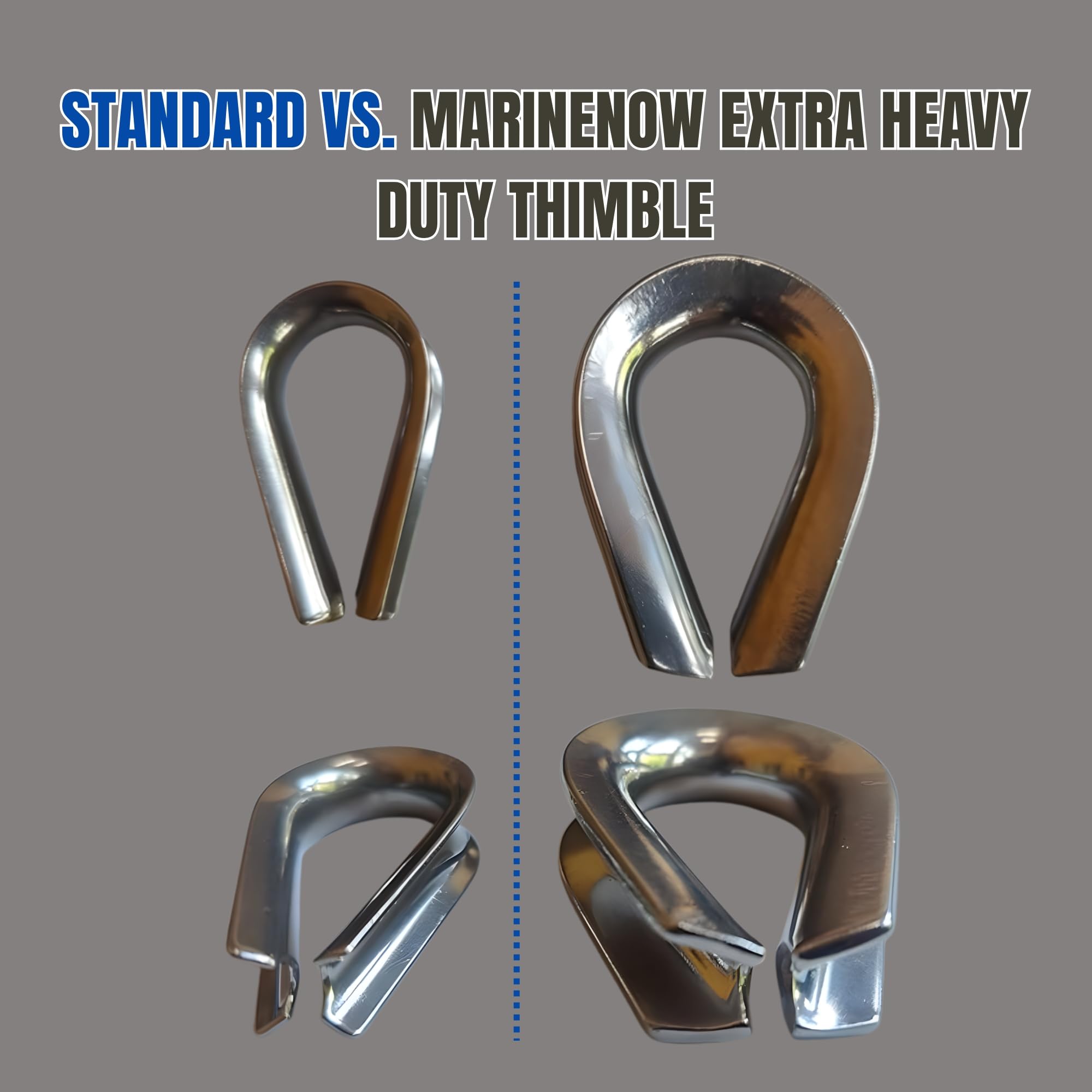 MarineNow Dé à coudre extra résistant en acier inoxydable 316 - Choisissez la taille et la quantité (1,9 cm, lot de 05)